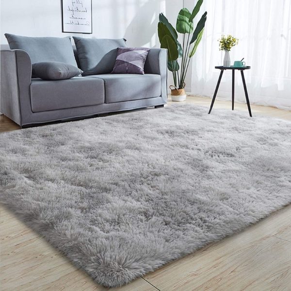 light grey faux fur rug