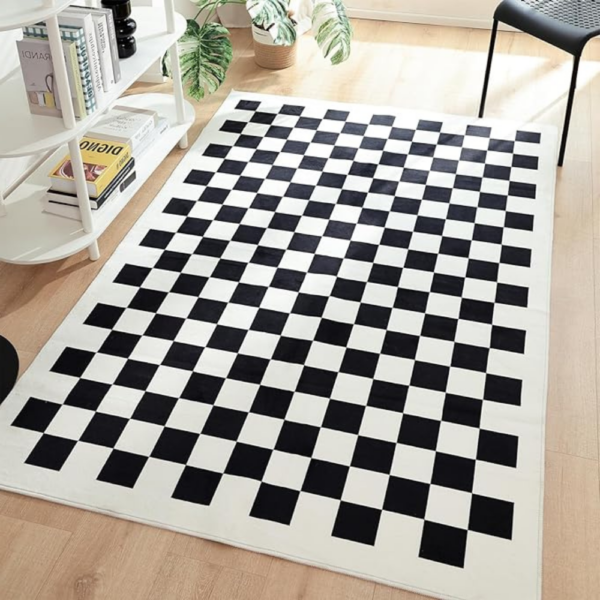 soft checkered rug.